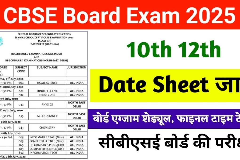 CBSE 10 और 12 डेटशीट 2025